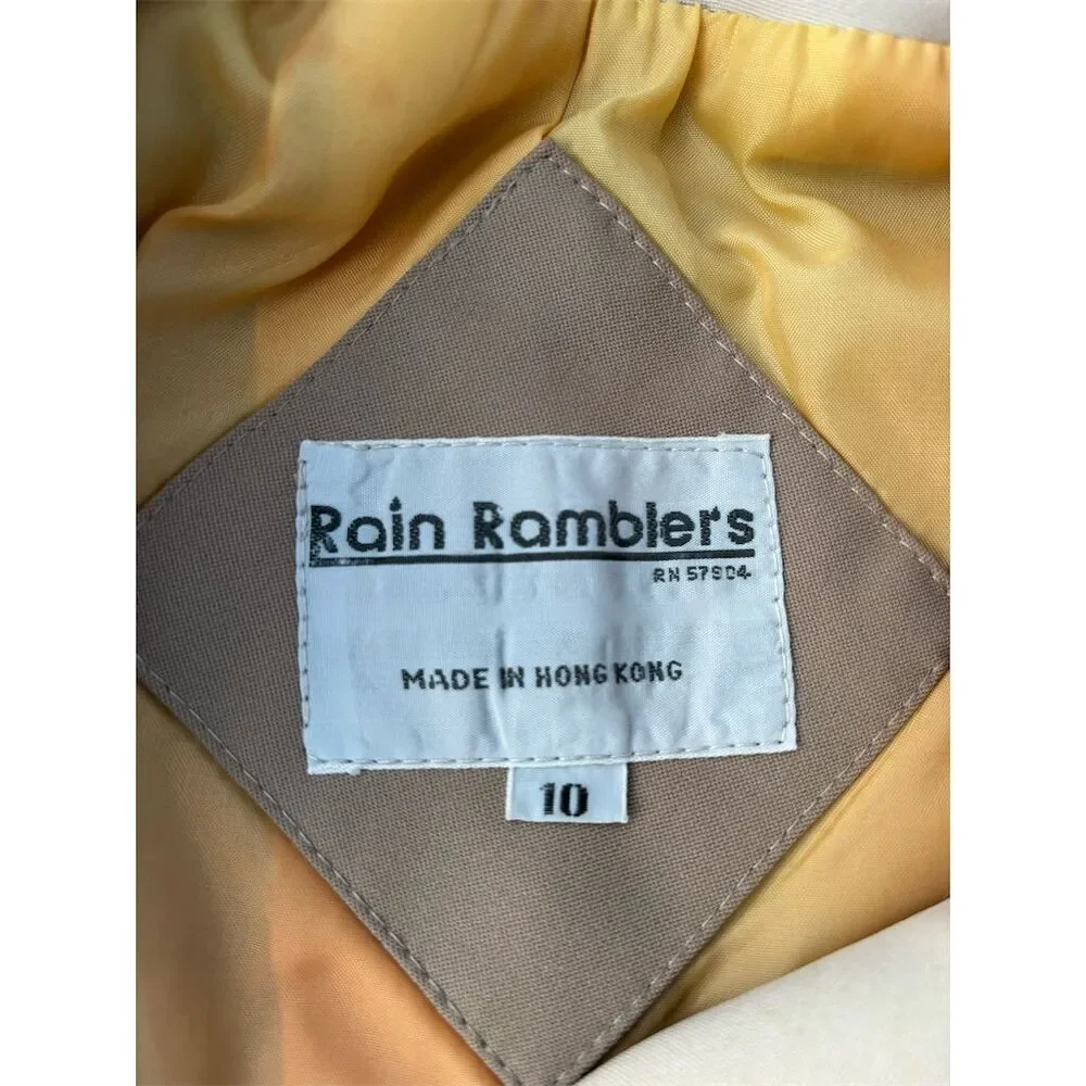 Rain Ramblers Women's Beige Trench Coat Size 10 Belted Long Casual - Picture 7 of 10